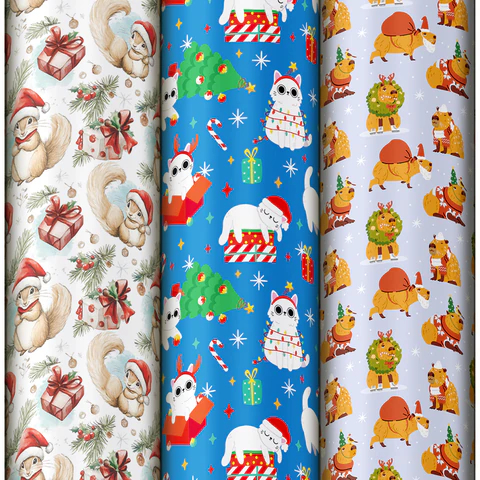 Бумага упаковочная новогодняя ″X-mas animals″, ЗОЛОТАЯ СКАЗКА Бумага упаковочная новогодняя ″X-mas animals″, ЗОЛОТАЯ СКАЗКА