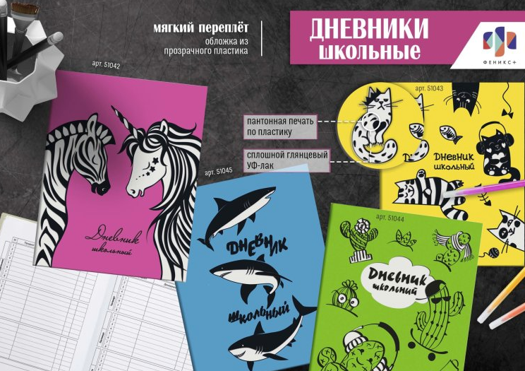 NEW! Дневники с графичными обложками из прозрачного пластика NEW! Дневники с графичными обложками из прозрачного пластика