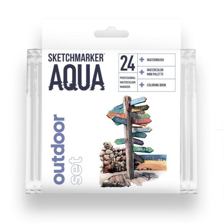 Набор акварельных маркеров SKETCHMARKER Aqua 24 Outdoor Set − «Пленэр» Набор акварельных маркеров SKETCHMARKER Aqua 24 Outdoor Set − «Пленэр»