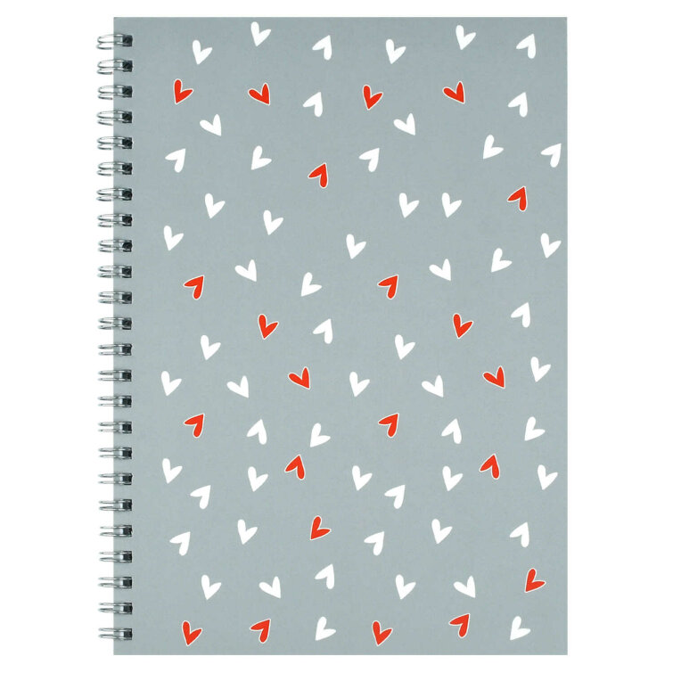 Блокнот, А5, 48 л, арт. 72704 СЕРДЕЧКИ НА СЕРОМ / Блок - белый офсет 80 г/м², клетка, гребень по длинной стороне, матовая ламинация Блокнот, А5, 48 л, арт. 72704 СЕРДЕЧКИ НА СЕРОМ / Блок - белый офсет 80 г/м², клетка, гребень по длинной стороне, матовая ламинация