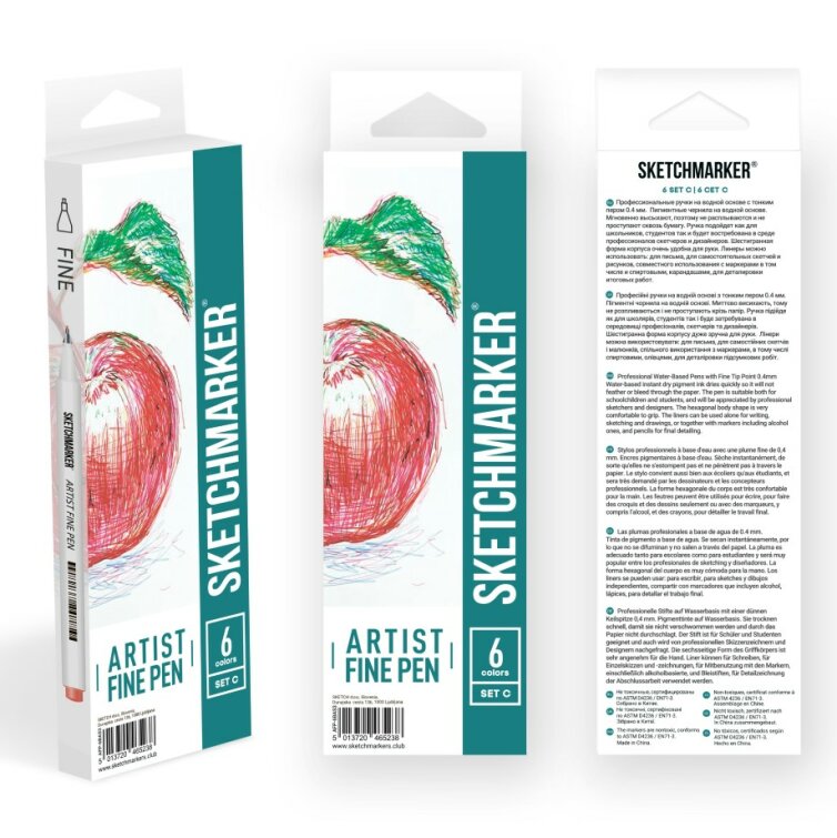 Набор линеров SKETCHMARKER Artist Fine Pen 6 Basic Set C Набор линеров SKETCHMARKER Artist Fine Pen 6 Basic Set C