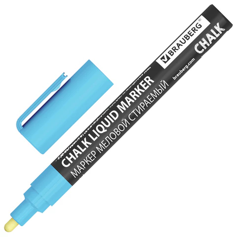 Маркер меловой BRAUBERG ″CHALK″, синий Маркер меловой BRAUBERG ″CHALK″, синий