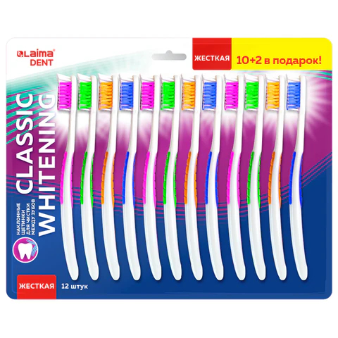 Зубная щетка LAIMA DENT ″CLASSIC WHITENING″, 12 штук Зубная щетка LAIMA DENT ″CLASSIC WHITENING″, 12 штук
