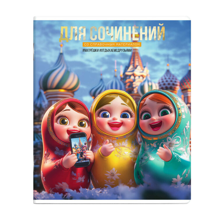 Тетрадь предметная арт. 69846/ ДЛЯ СОЧИНЕНИЙ /48 л., А5+, вн.блок - линия, выборочный ТВИН УФ-лак,