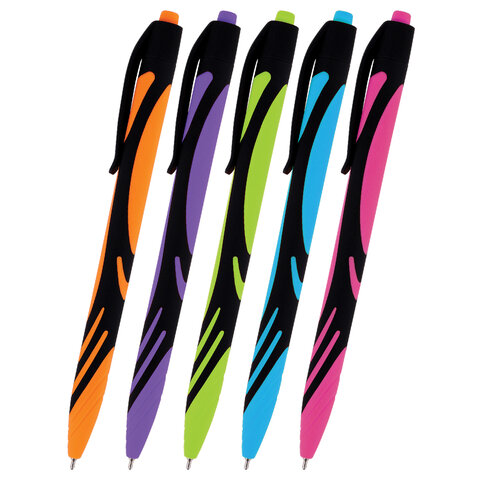 Ручка шариковая автоматическая BRAUBERG ULTRA COLOR NEON, soft-touch