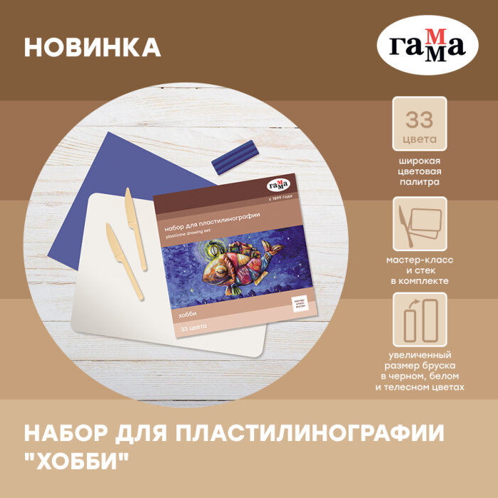 Новинка ГАММА: набор для пластилинографии «Хобби» 33 цвета Новинка ГАММА: набор для пластилинографии «Хобби» 33 цвета