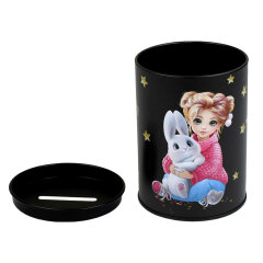 Копилка-подставка для канцелярских принадлежностей, 10,4х7,5х7,5 см, чёрный, 1 отделение Копилка-подставка для канцелярских принадлежностей, 10,4х7,5х7,5 см, чёрный, 1 отделение