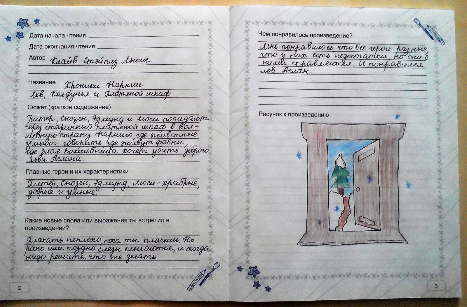 Читательский дневник: 1 класс