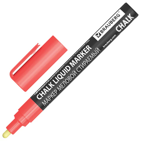 Маркер меловой BRAUBERG ″CHALK″, красный Маркер меловой BRAUBERG ″CHALK″, красный