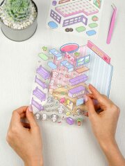 Наклейки-румбокс д/создания миниатюрных сцен: наклейки (2 л.), поле для наклеивания (1 л.) в наборе, размер листа 130х180 мм, кол-во наклеек 60+, полноцветная печать Наклейки-румбокс д/создания миниатюрных сцен: наклейки (2 л.), поле для наклеивания (1 л.) в наборе, размер листа 130х180 мм, кол-во наклеек 60+, полноцветная печать