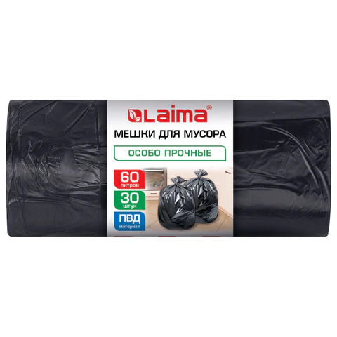 Мешки для мусора 60л, 30 штук LAIMA Мешки для мусора 60л, 30 штук LAIMA