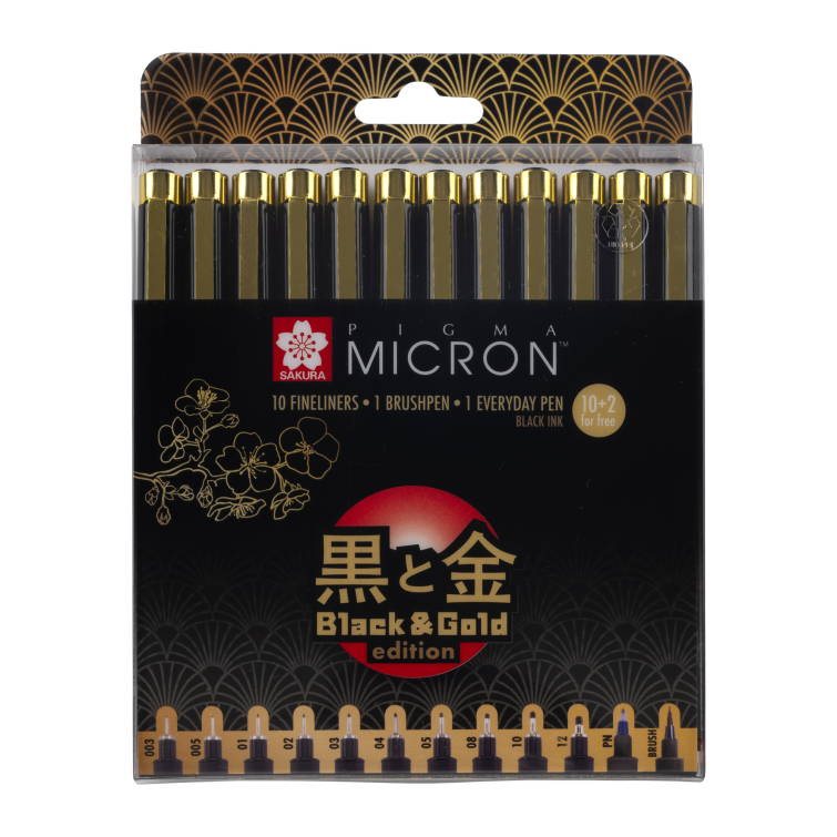 Sakura Pigma Micron Black & Gold Edition Set 10+2
