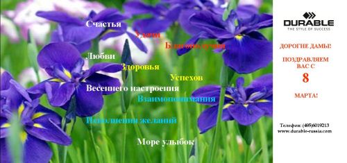 DURABLE поздравляет всех дам с 8 Марта! DURABLE поздравляет всех дам с 8 Марта!