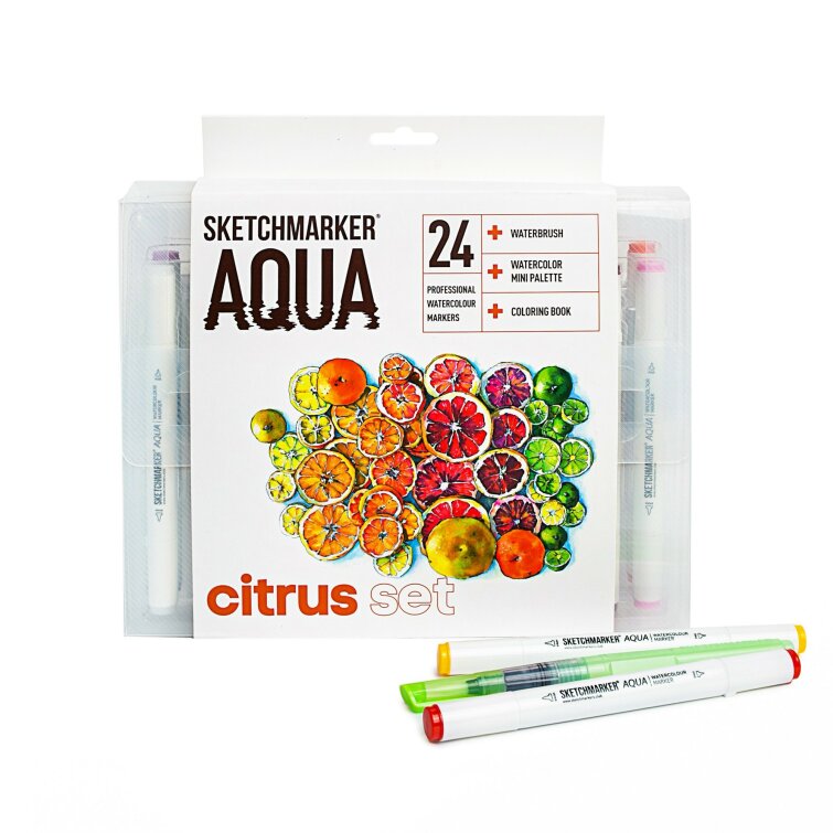 Набор акварельных маркеров SKETCHMARKER Aqua 24 Citrus Set − «Сладости» Набор акварельных маркеров SKETCHMARKER Aqua 24 Citrus Set − «Сладости»